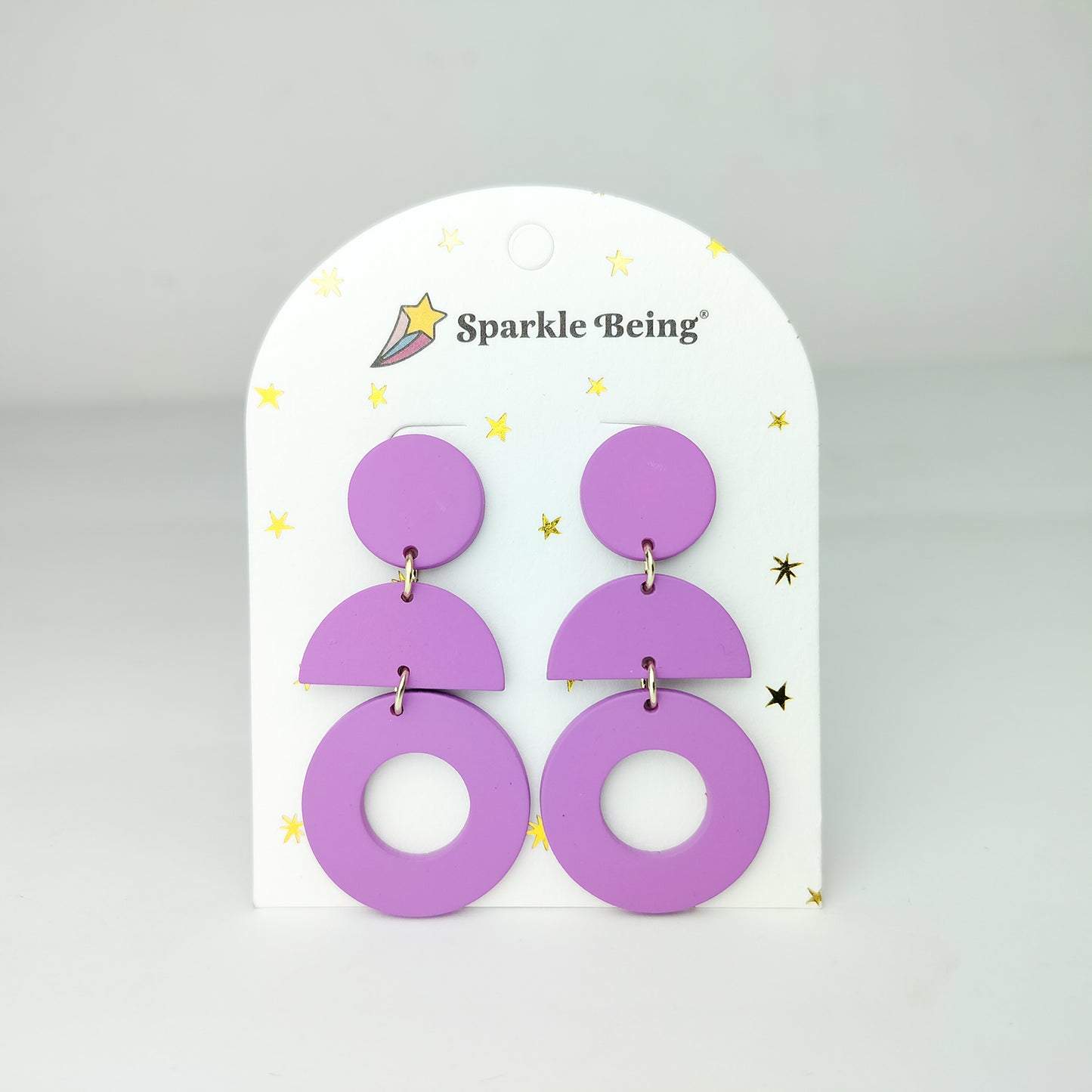 Stacked Statement Acrylic Earrings - Violet Curve