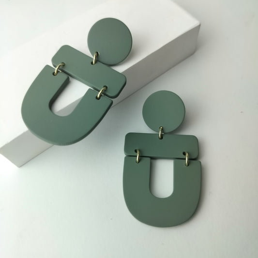 Stacked Statement Acrylic Earrings - Forest Arc