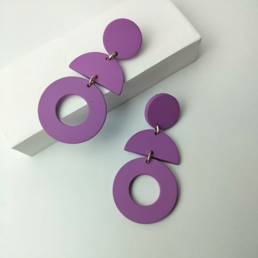 Stacked Statement Acrylic Earrings - Violet Curve