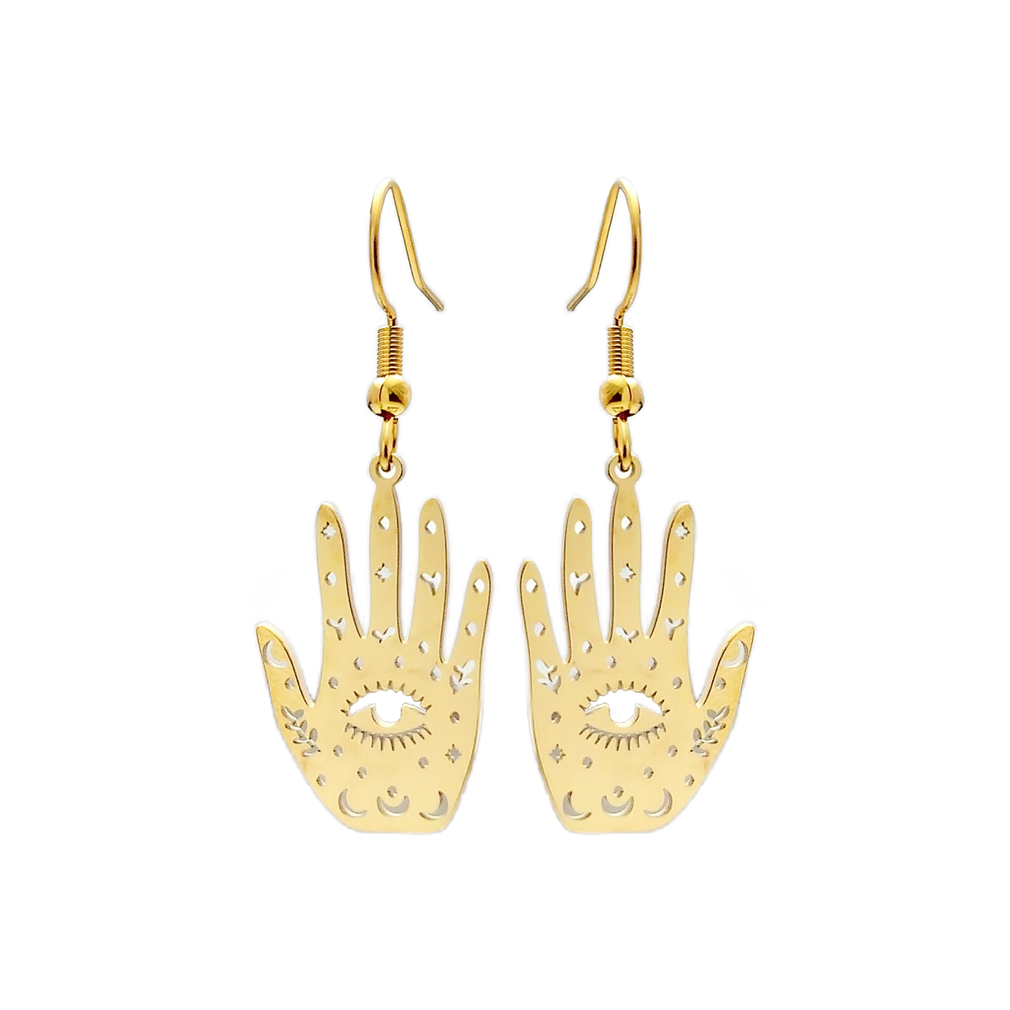 Stainless Steel Drop Earrings - Hamsa Hands