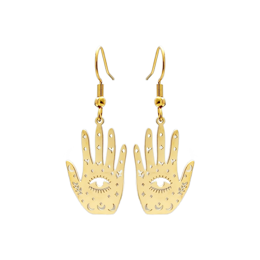 Stainless Steel Drop Earrings - Hamsa Hands