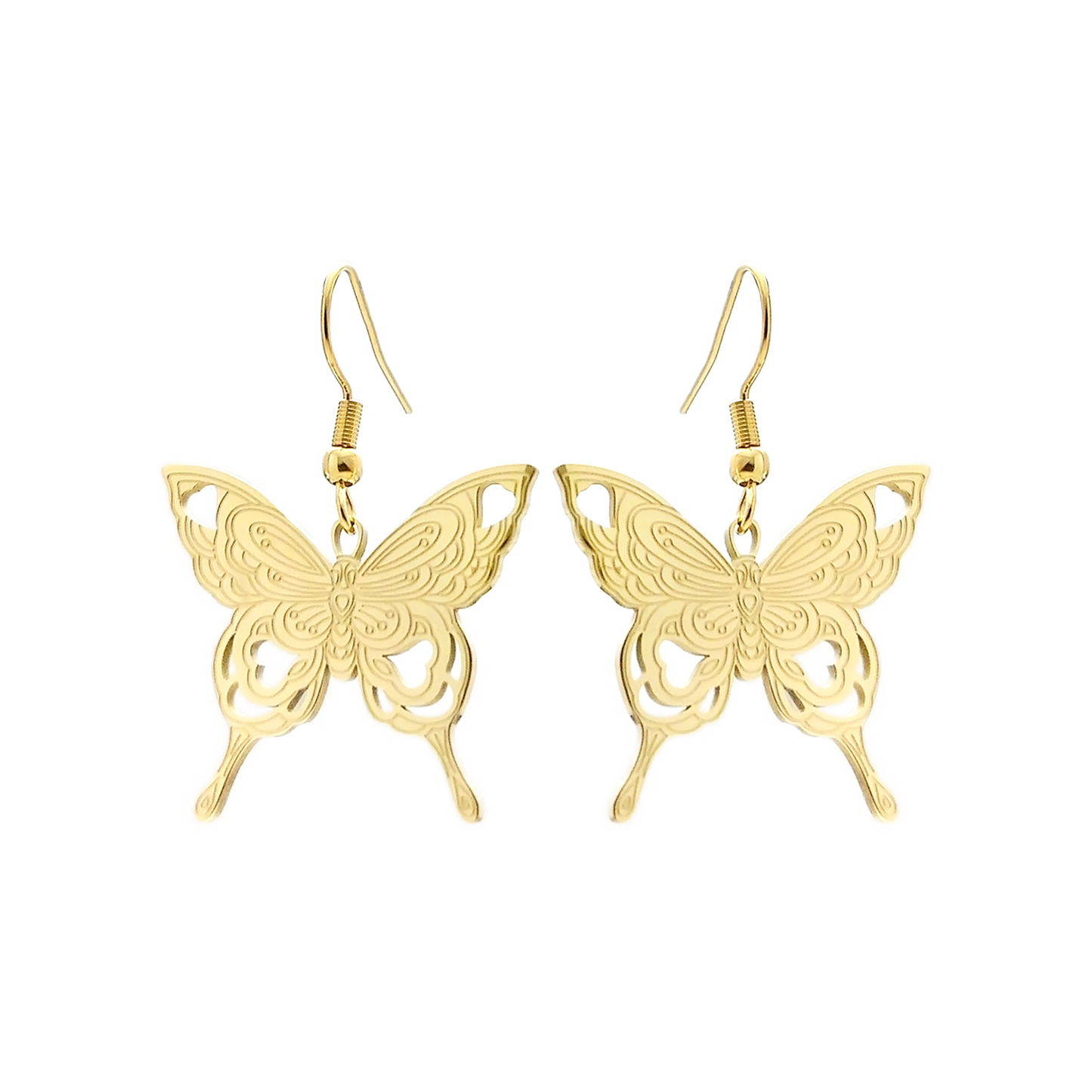 Stainless Steel Drop Earrings - Beautiful Butterfly