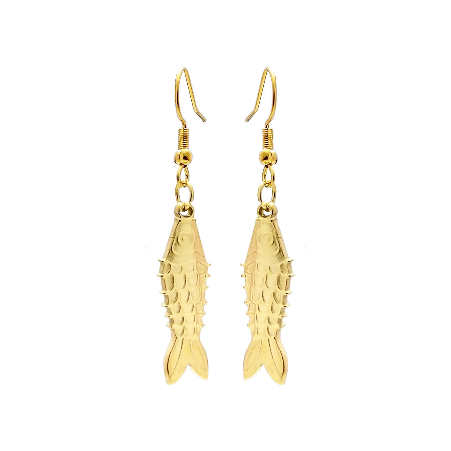 Stainless Steel Drop Earrings - Golden Fish