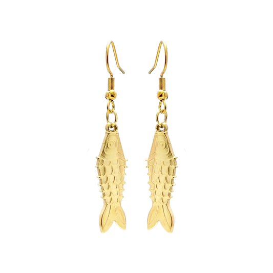 Stainless Steel Drop Earrings - Golden Fish