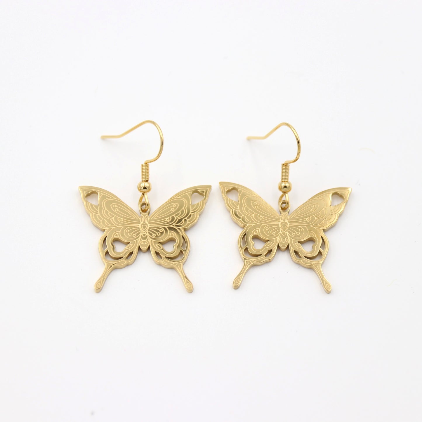 Stainless Steel Drop Earrings - Beautiful Butterfly