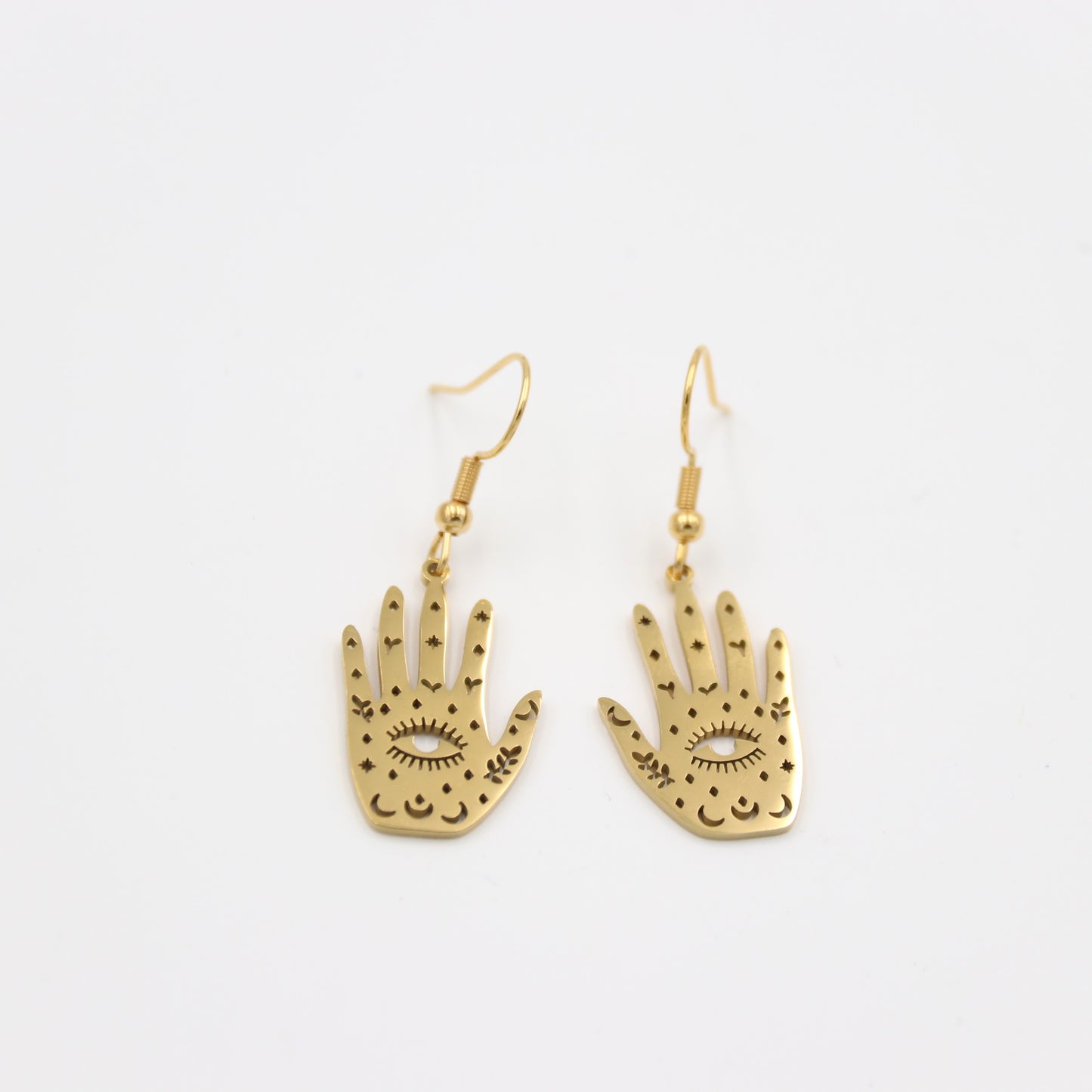 Stainless Steel Drop Earrings - Hamsa Hands