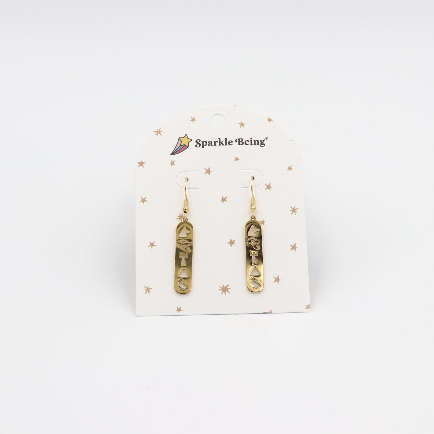 Stainless Steel Drop Earrings - Hieroglyphics