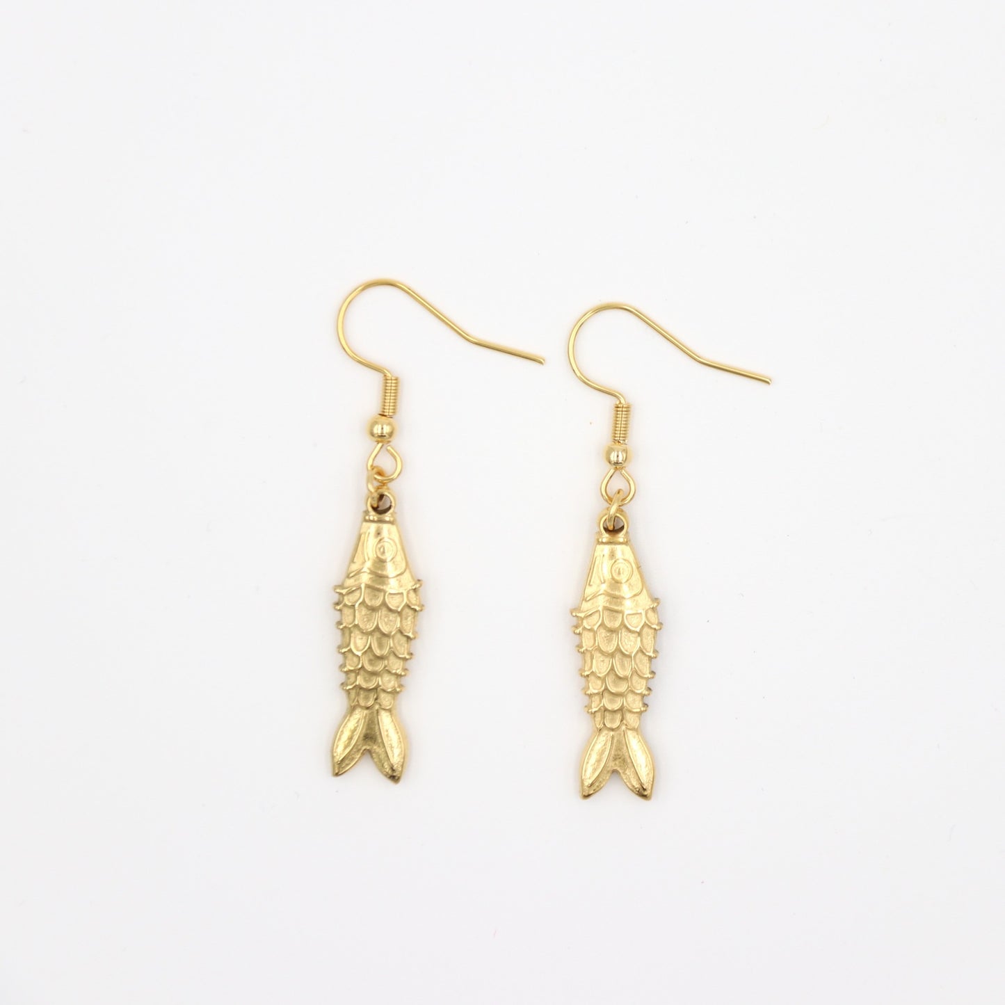 Stainless Steel Drop Earrings - Golden Fish