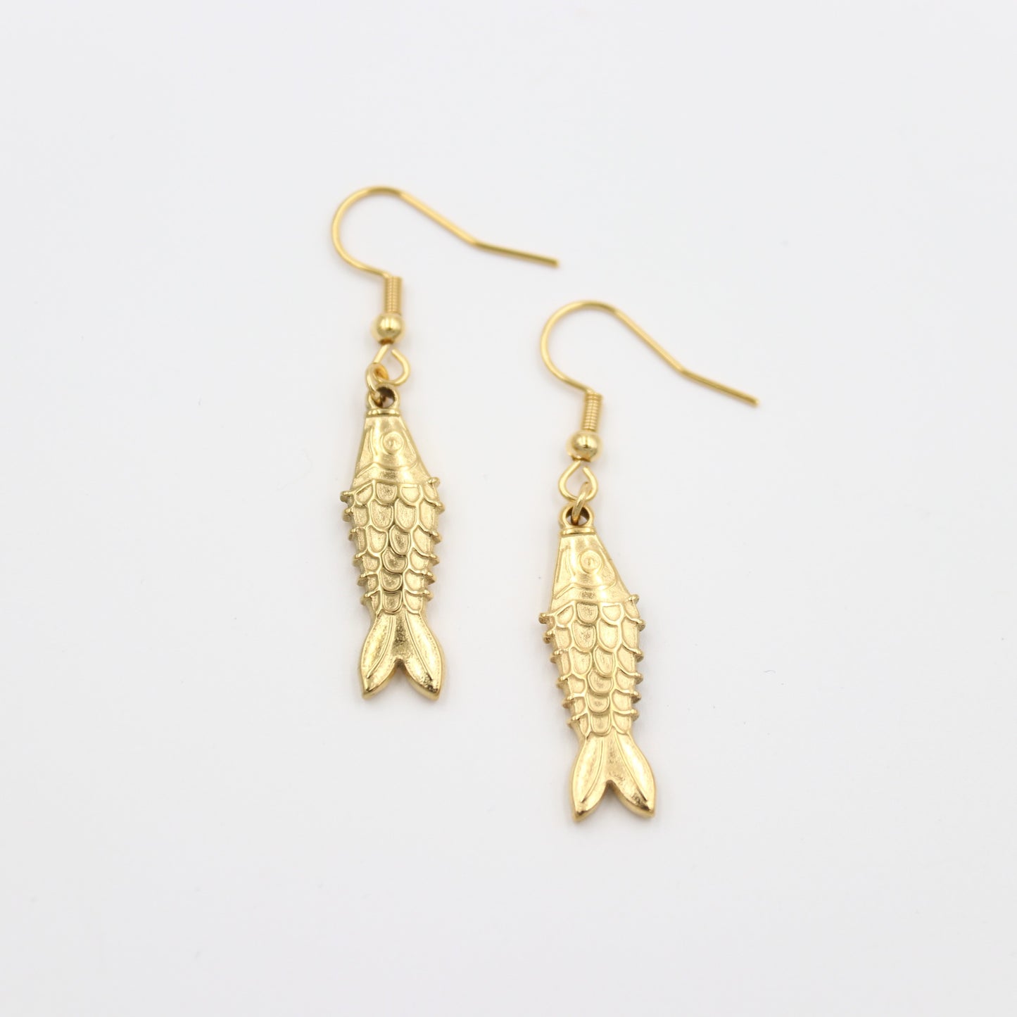 Stainless Steel Drop Earrings - Golden Fish