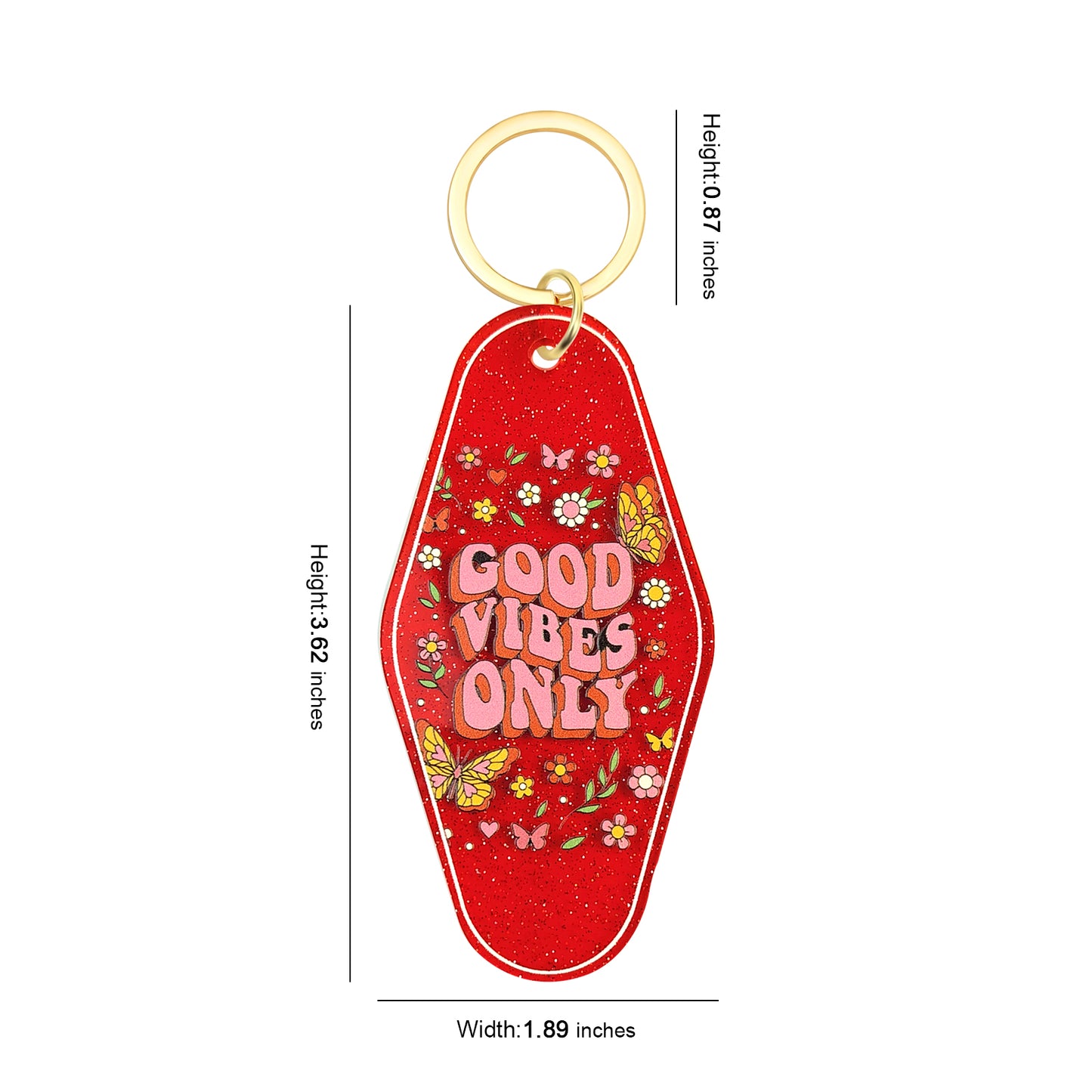 Good Vibes Only Motel Keychain - Vintage Nostalgia Motivational Hotel Keychain
