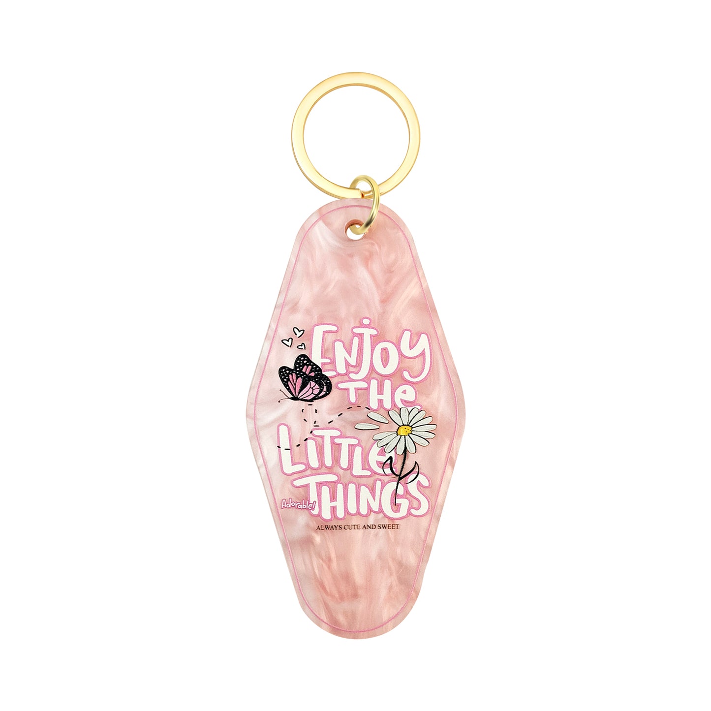 Enjoy The Little Things Motel Keychain - Vintage Nostalgia Motivational Hotel Keychain