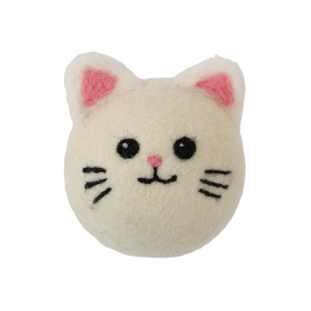 White Kitty Wool Dryer Balls with 3D Ears – Set of 3