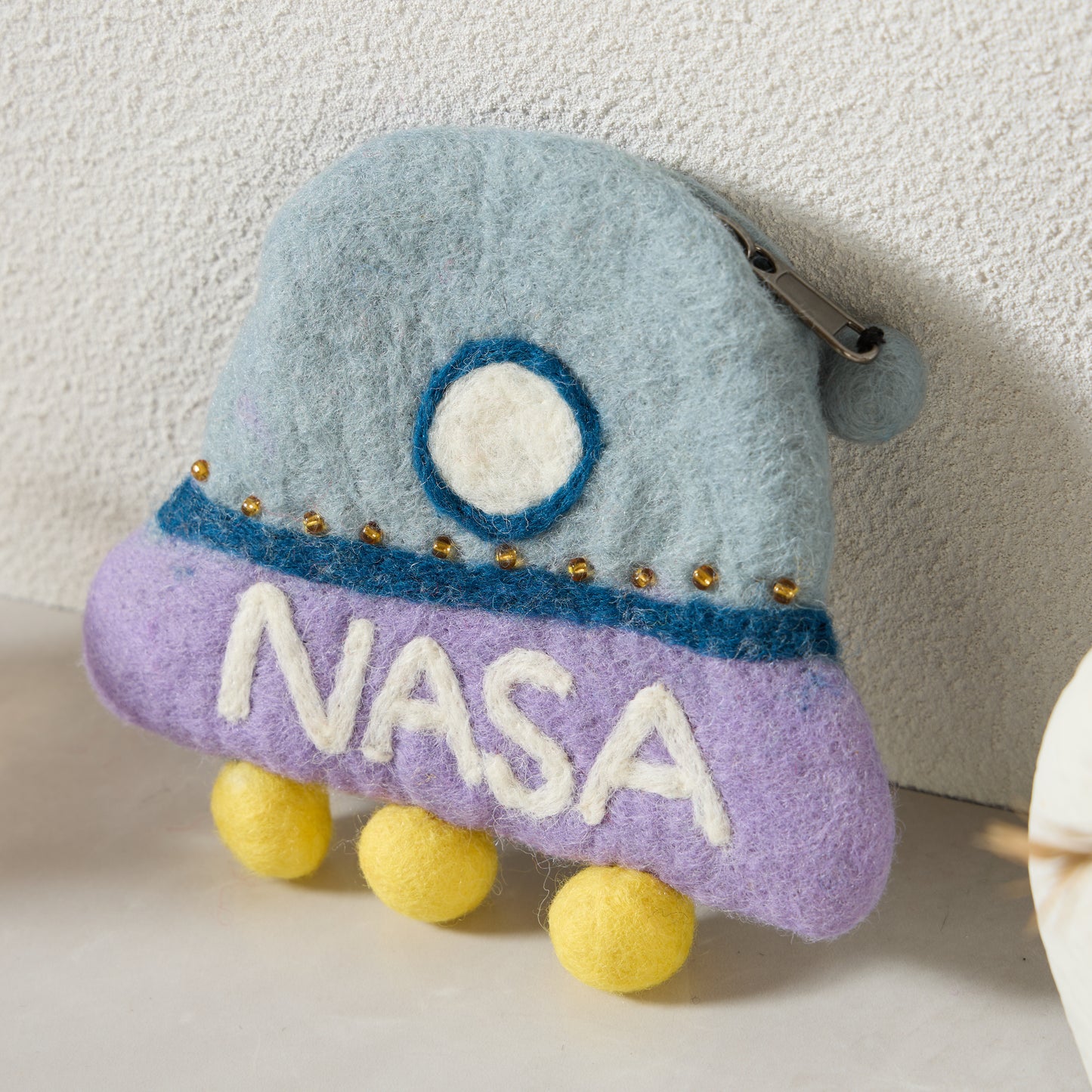 NASA Spaceship Felt Wallet - Wool Felt Pouch Hand Carry Coin Purse