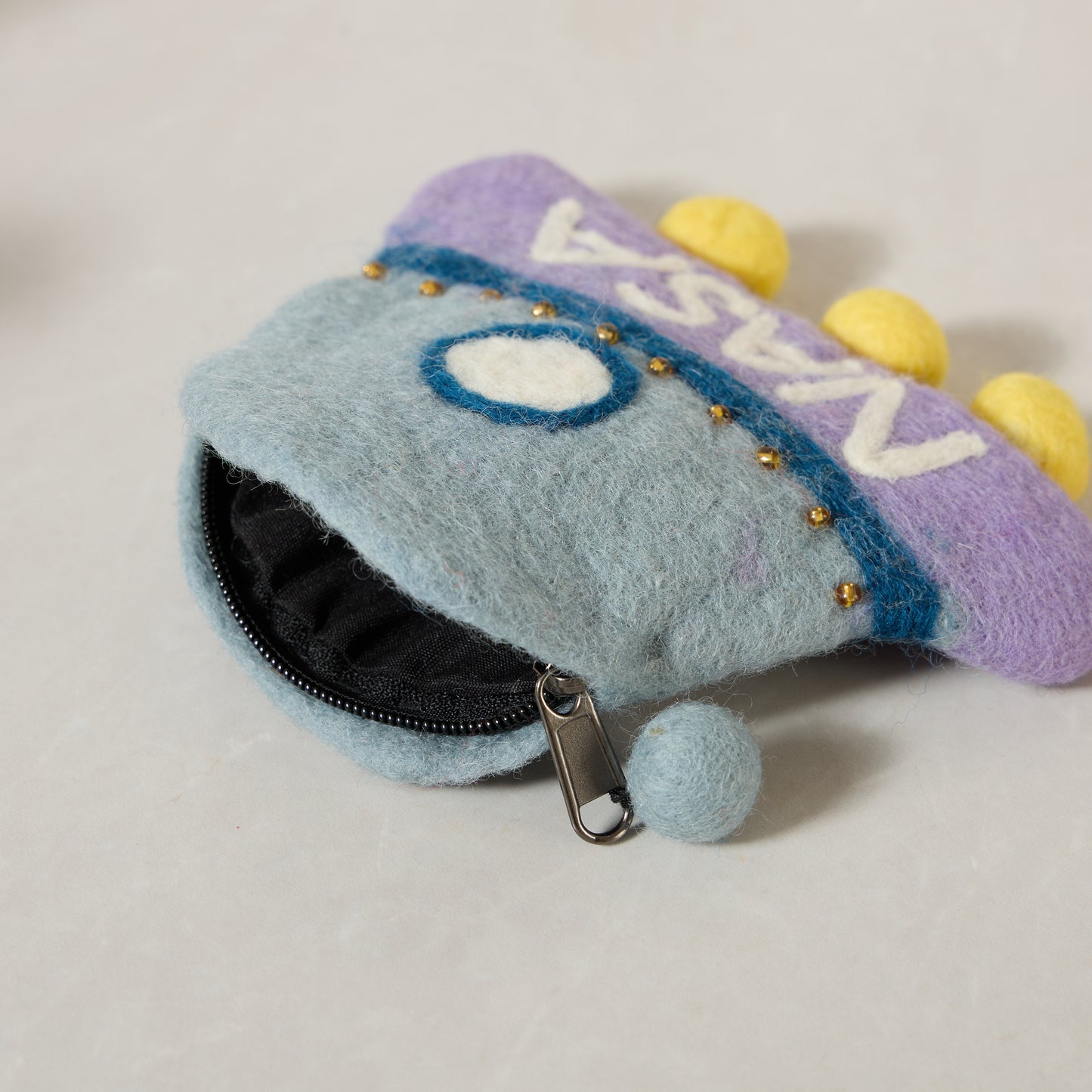 NASA Spaceship Felt Wallet - Wool Felt Pouch Hand Carry Coin Purse