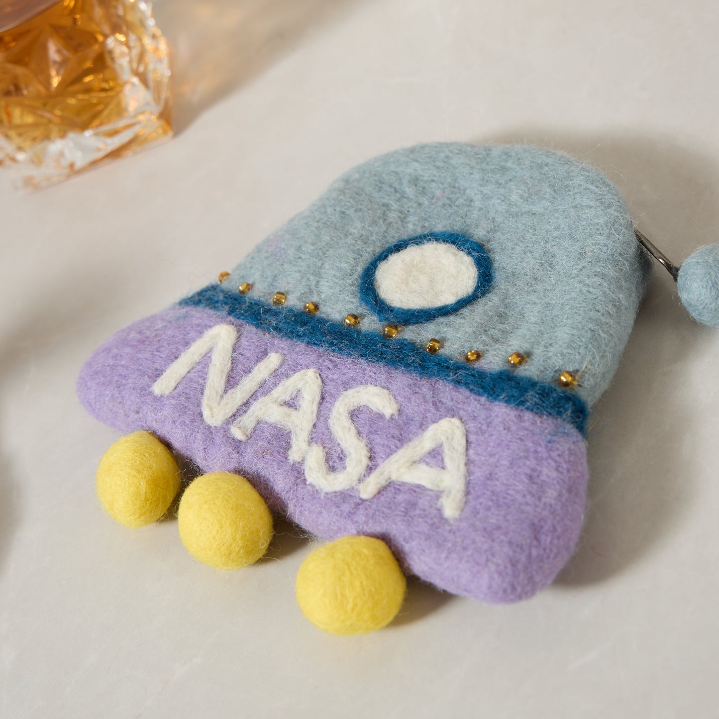 NASA Spaceship Felt Wallet - Wool Felt Pouch Hand Carry Coin Purse
