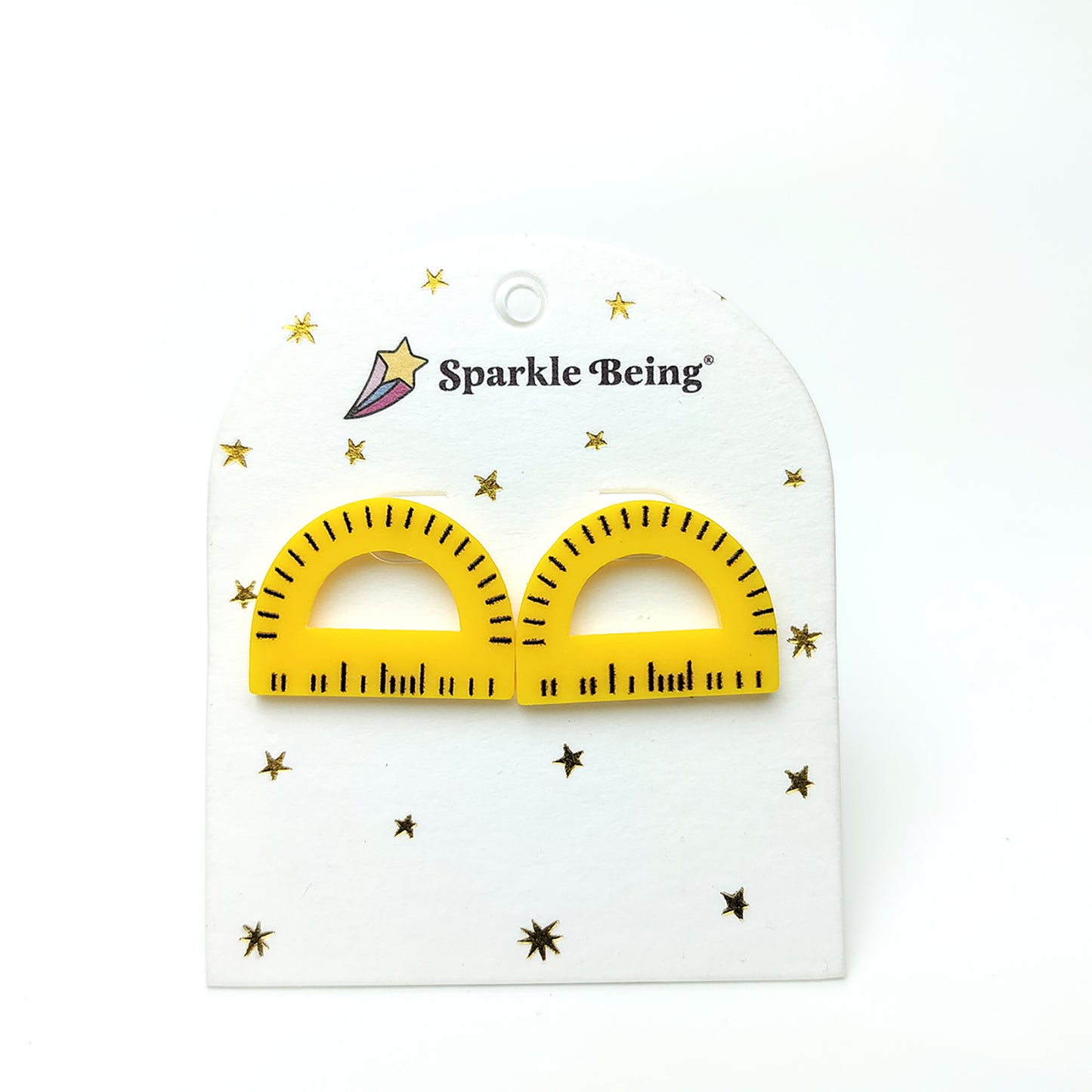 Yellow Protractor Stud Earrings