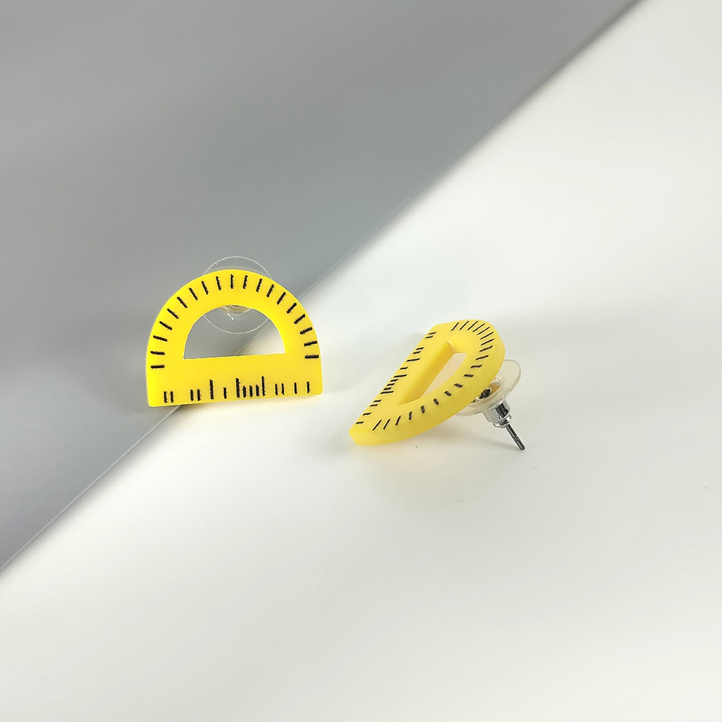 Yellow Protractor Stud Earrings