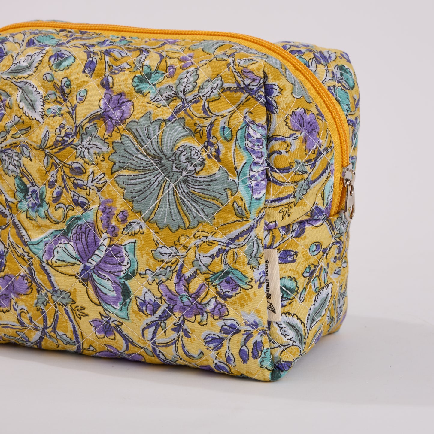 Watercolor Butterfly Quilted Makeup Bag - Small Pouch Travel Toiletry Organizer