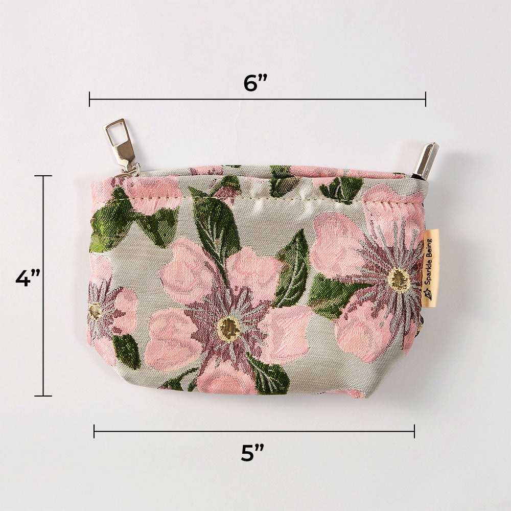 Pink Camellia Toiletry Bag - Travel-Friendly Cosmetic Bag