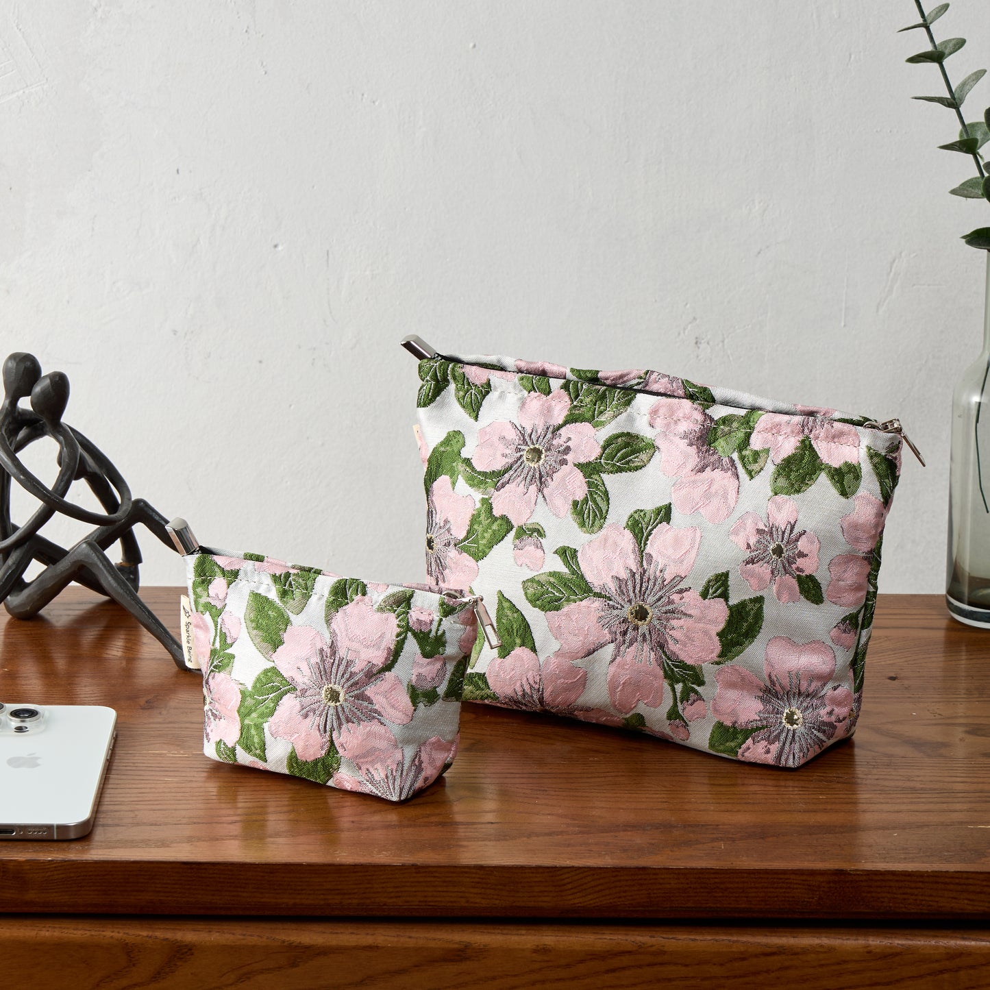Pink Camellia Toiletry Bag - Travel-Friendly Cosmetic Bag