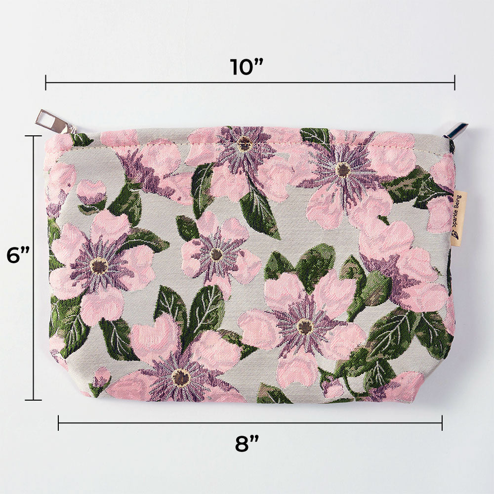 Pink Camellia Toiletry Bag - Travel-Friendly Cosmetic Bag