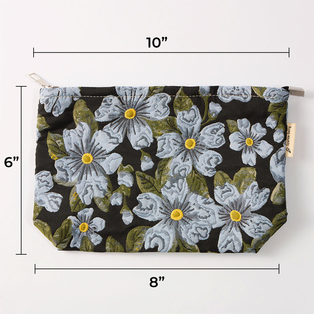Blue Camellia Toiletry Bag - Travel-Friendly Cosmetic Bag