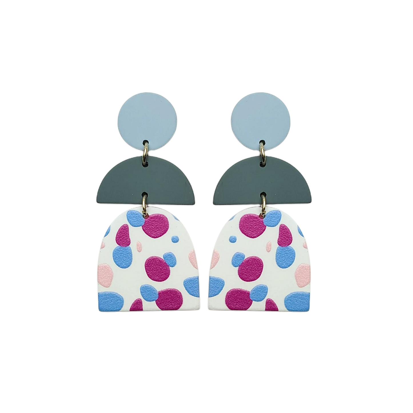 Stacked Acrylic Earrings - Confetti Curve