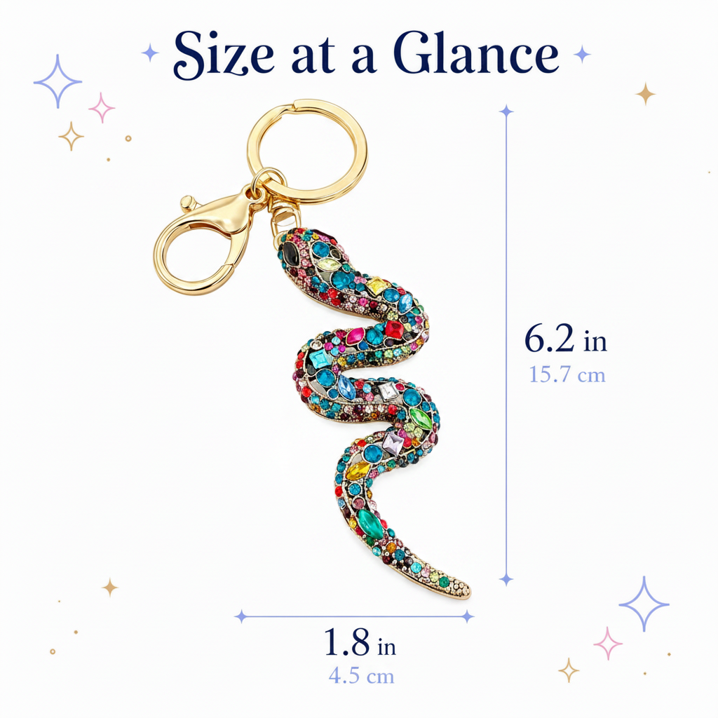 Colorful Rhinestone Snake Keychain – Sparkly Bag Charm