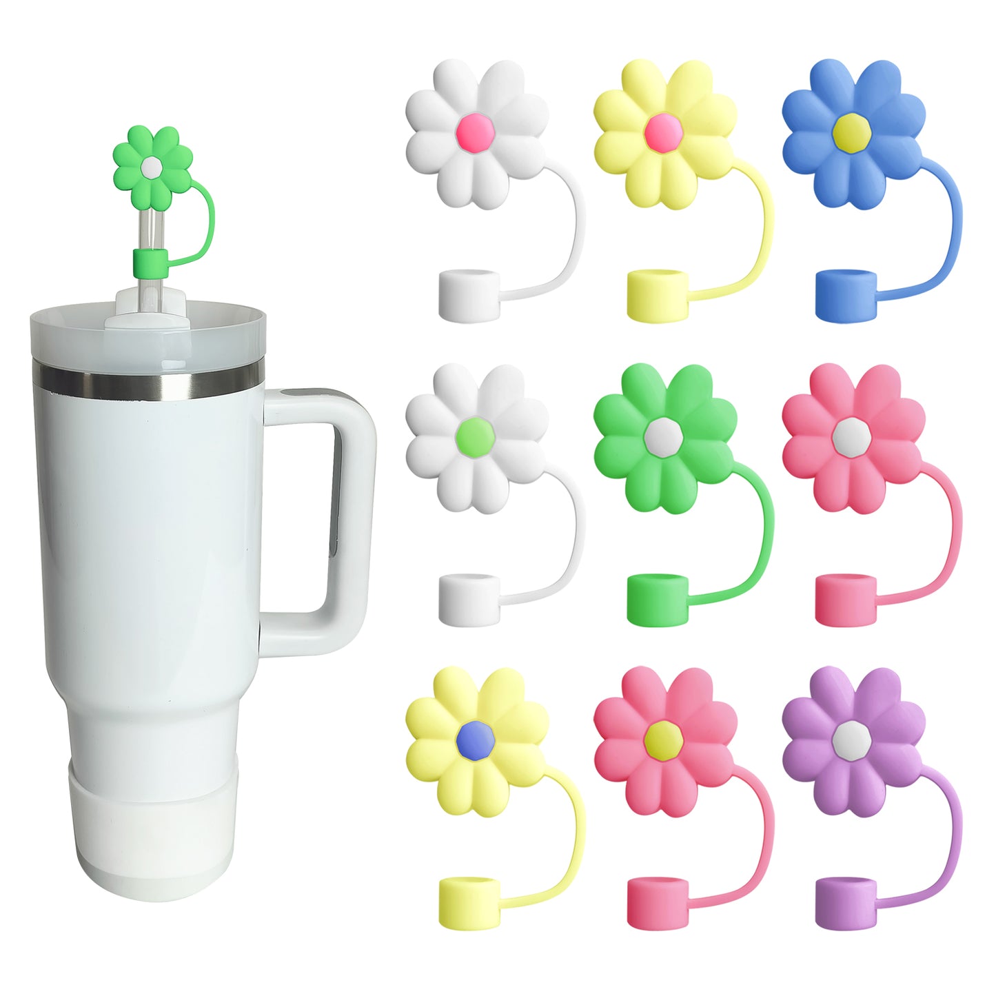 10mm Flower Silicone Straw Top Cover for Stanley 30 & 40oz Tumblers