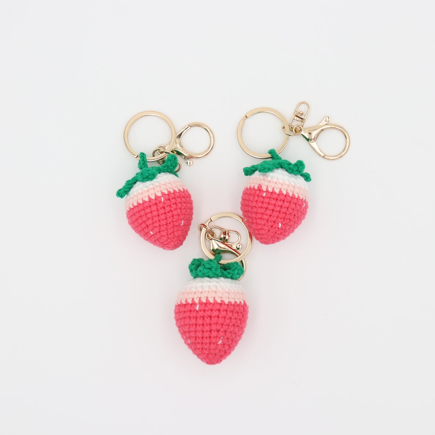 Fruit to Go: Knitted Strawberry Keychain Delight