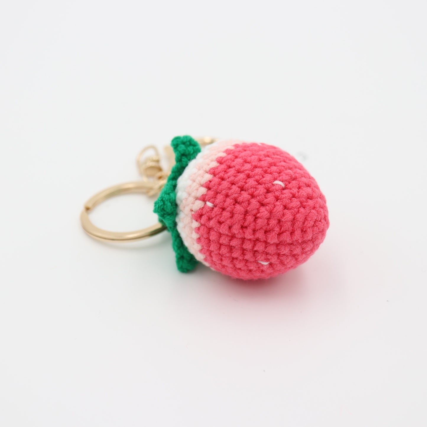 Fruit to Go: Knitted Strawberry Keychain Delight