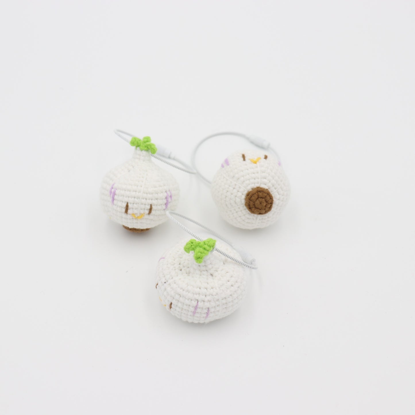 Hand-Crochet Yarn Keychain - Garlic