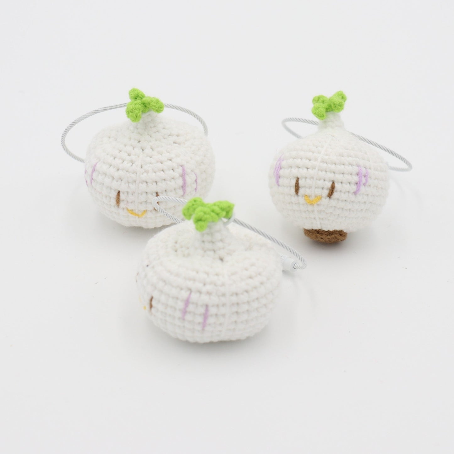 Hand-Crochet Yarn Keychain - Garlic