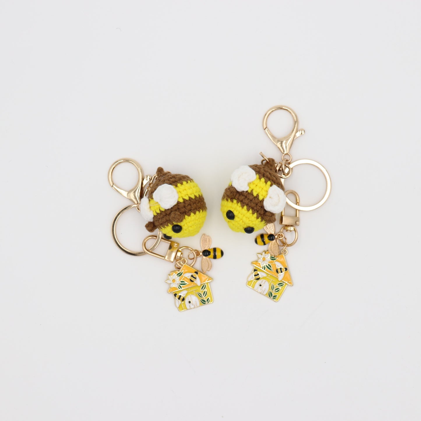 Hand-Crochet Bee Mine Yarn Keychain with Removable Charm Set