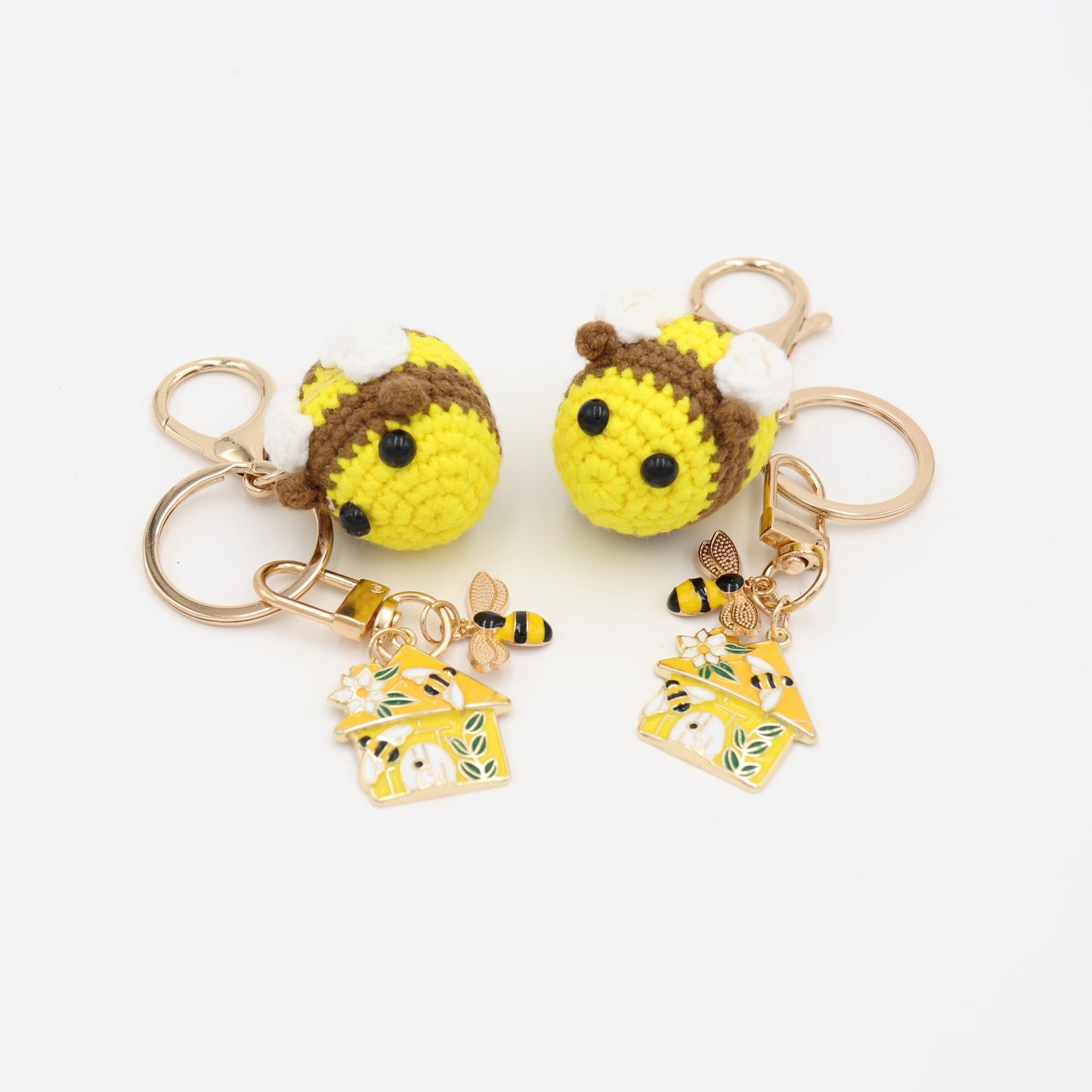 Hand-Crochet Bee Mine Yarn Keychain with Removable Charm Set