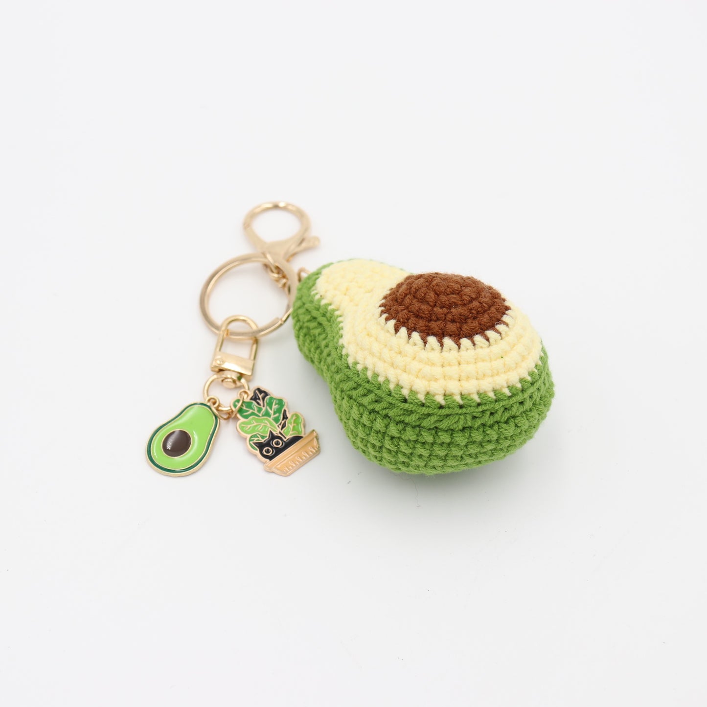 Hand-Crochet Avocado Keychain with Removable Charms