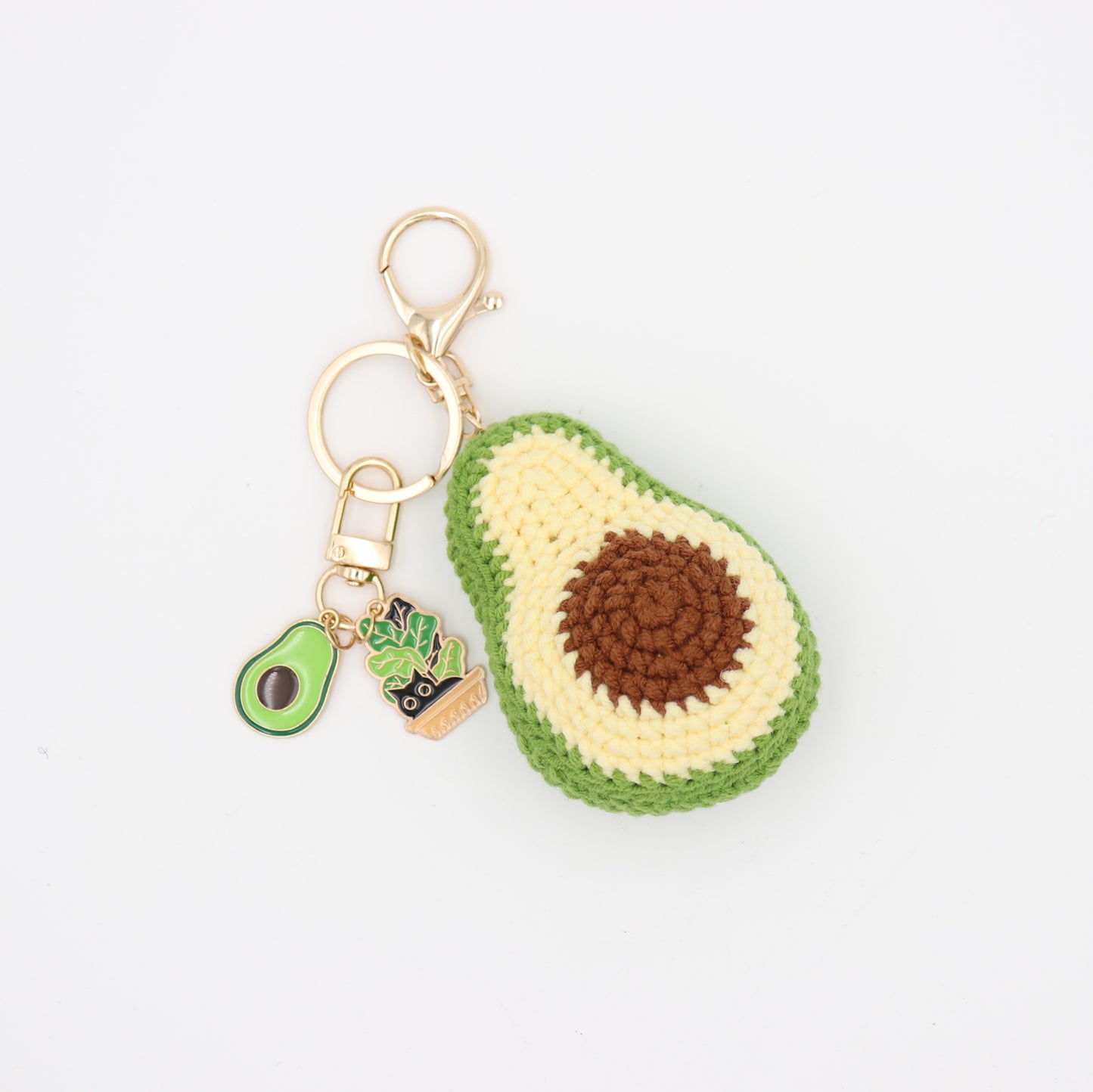 Hand-Crochet Avocado Keychain with Removable Charms