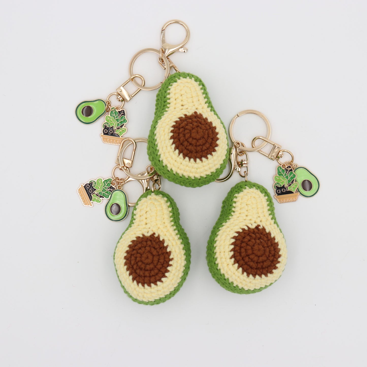 Hand-Crochet Avocado Keychain with Removable Charms