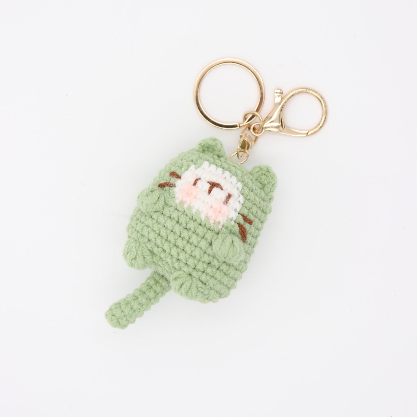 Purrfect in Green: Hand Knitted Green Cat Keychain