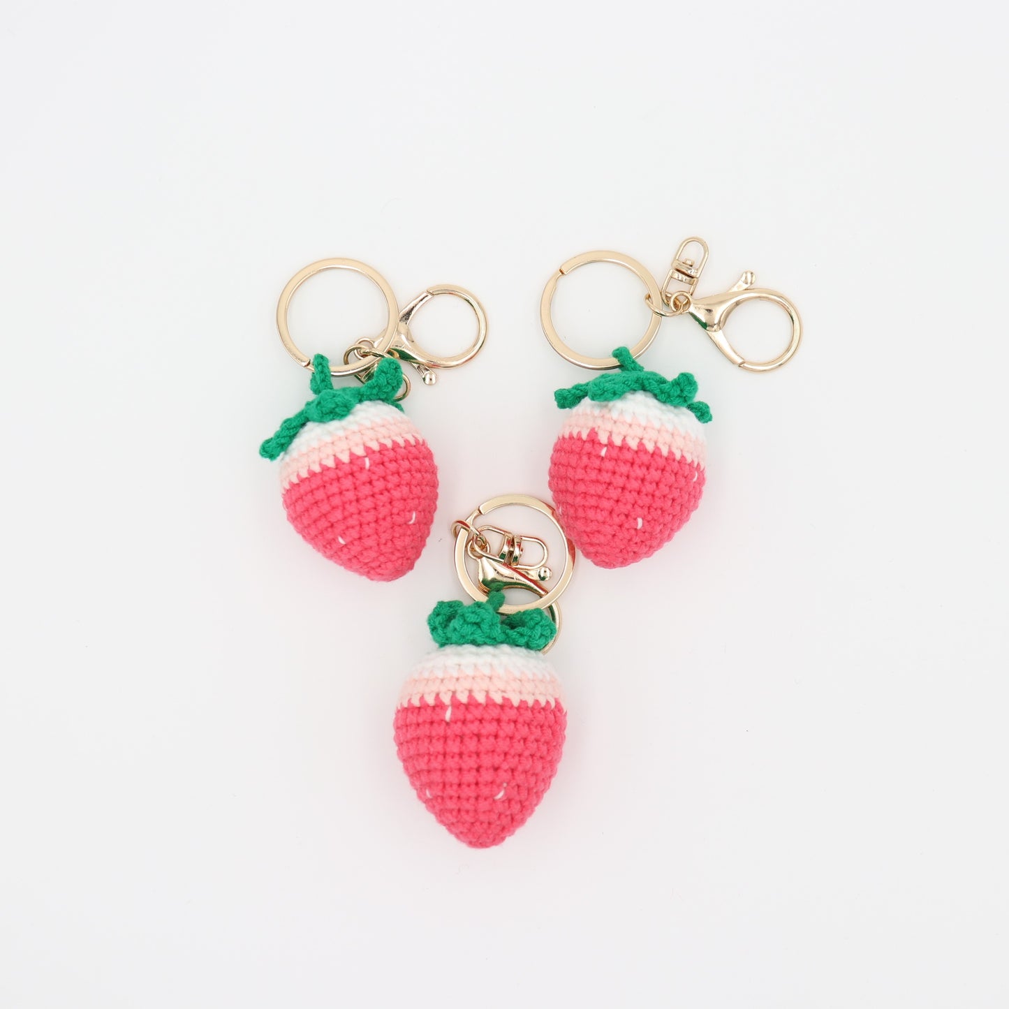 Fruit to Go: Knitted Strawberry Keychain Delight