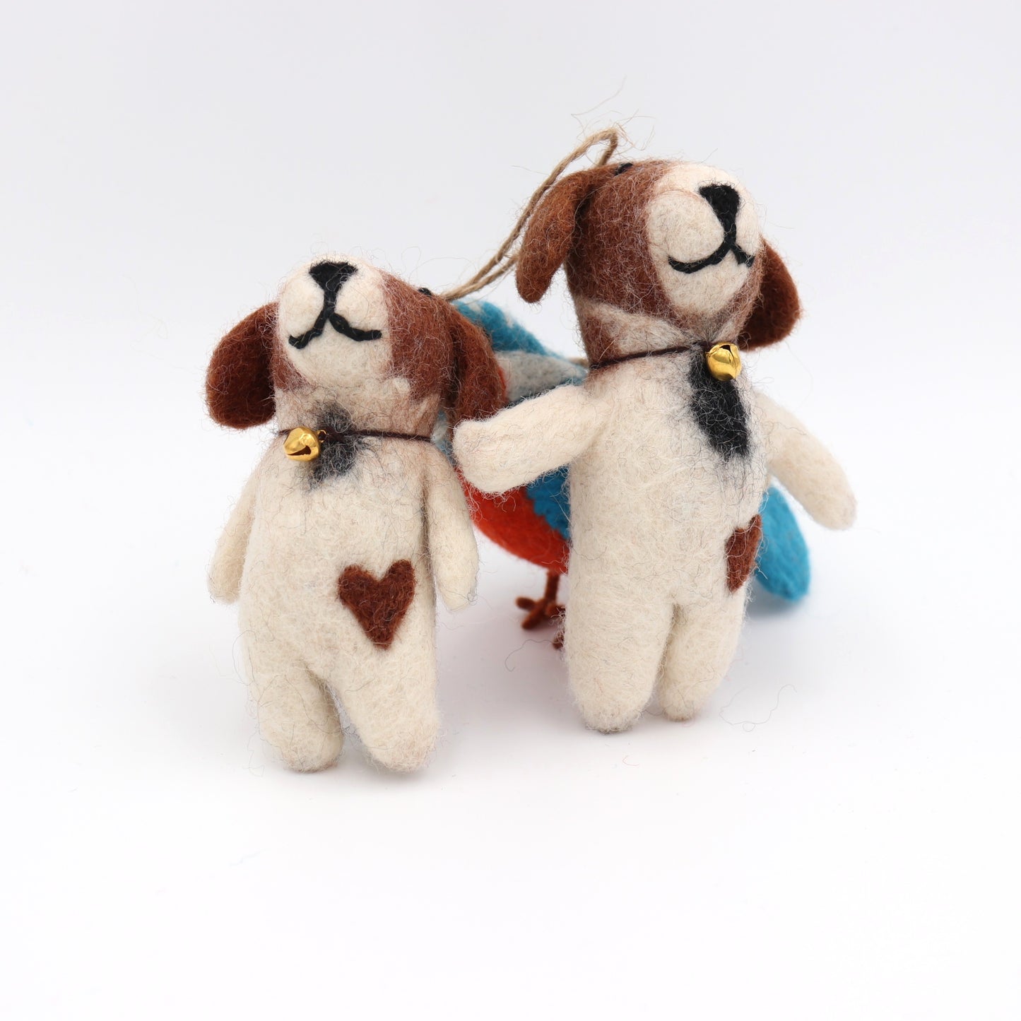 Handmade Poppy Dog Wool Felt Christmas Ornament - Artisan Crafted in Nepal