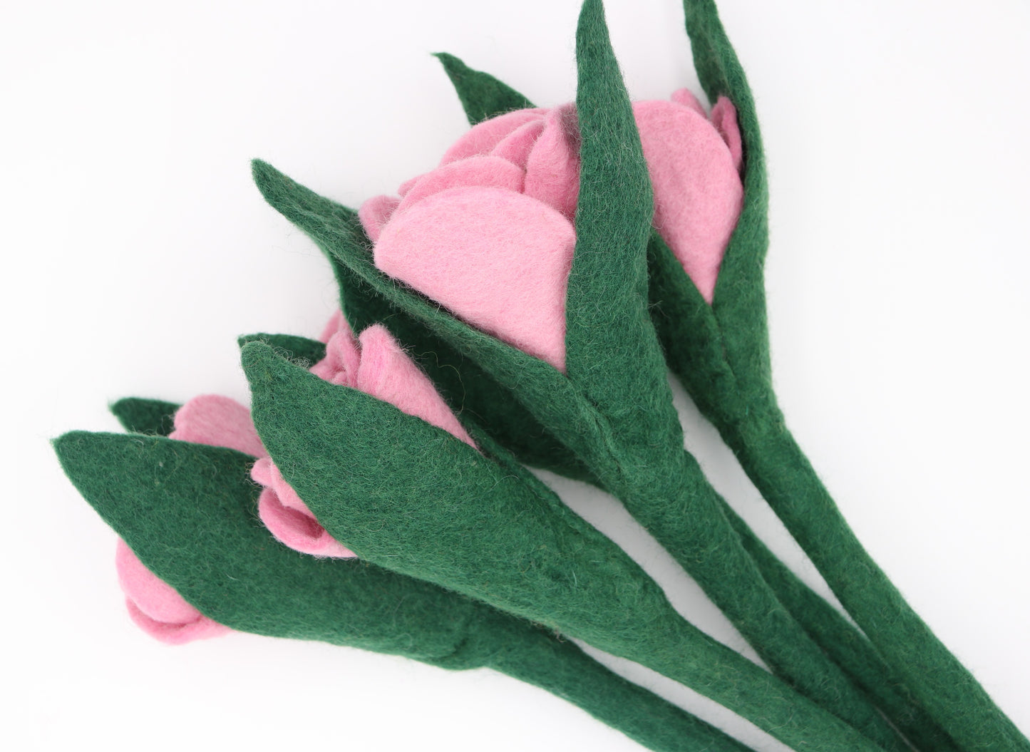 Handmade Wool Felt Flower - Pink Tulip