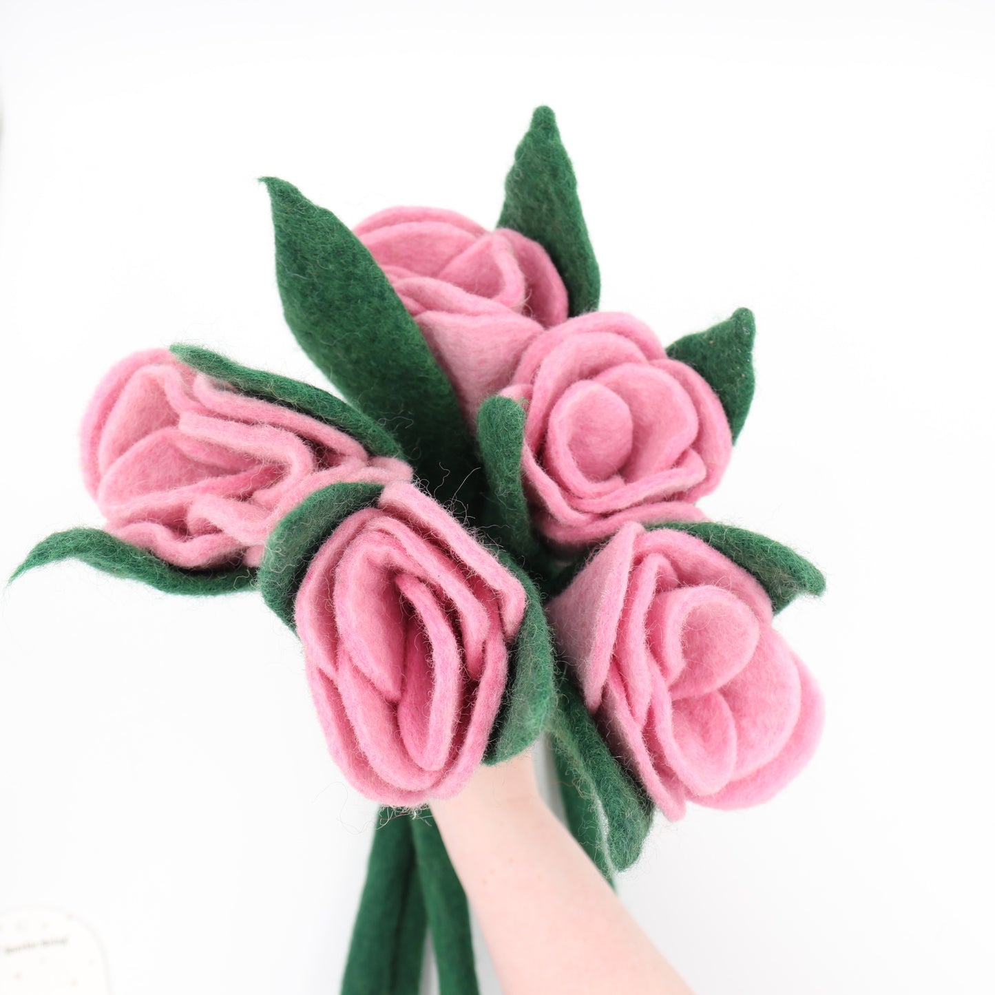 Handmade Wool Felt Flower - Pink Tulip