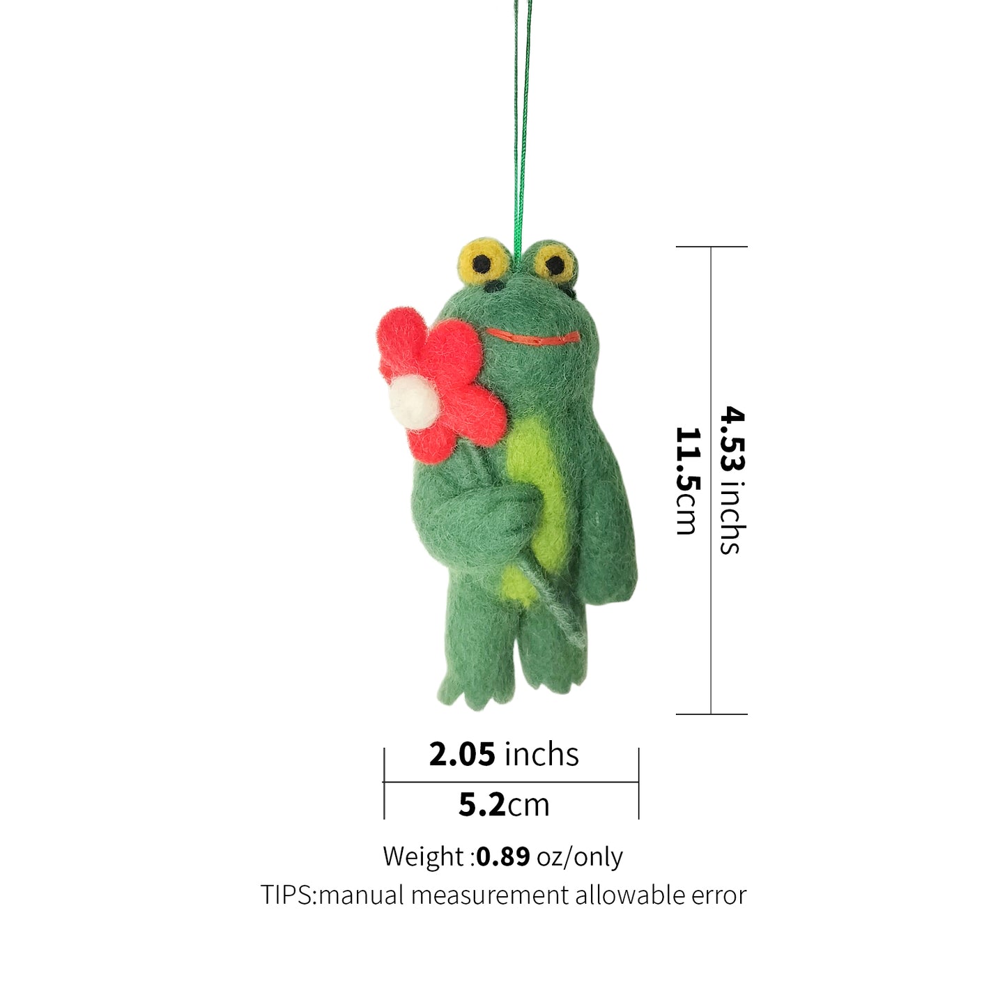 Handmade in Nepal Wool Felt Frog Ornament