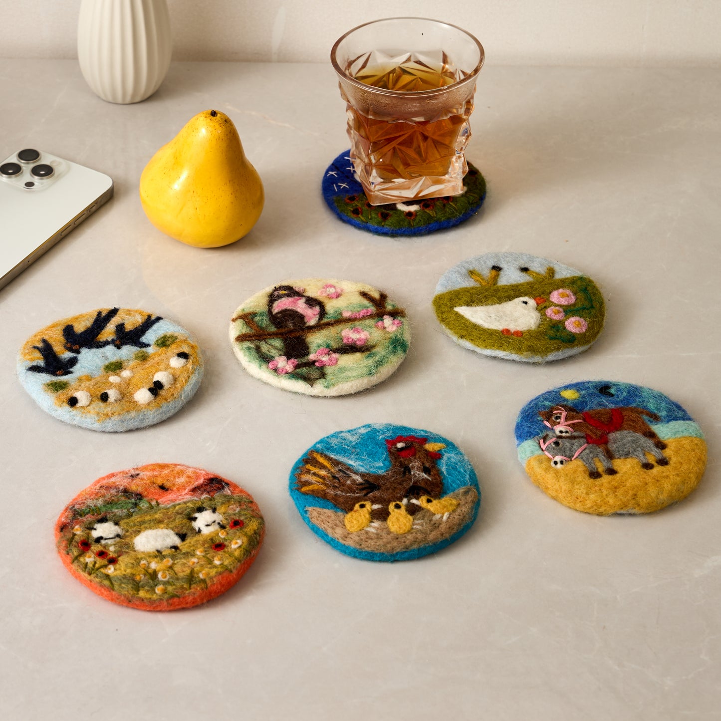 Handmade Wool Felt Coffee Cup Mug Table Mat Coasters
