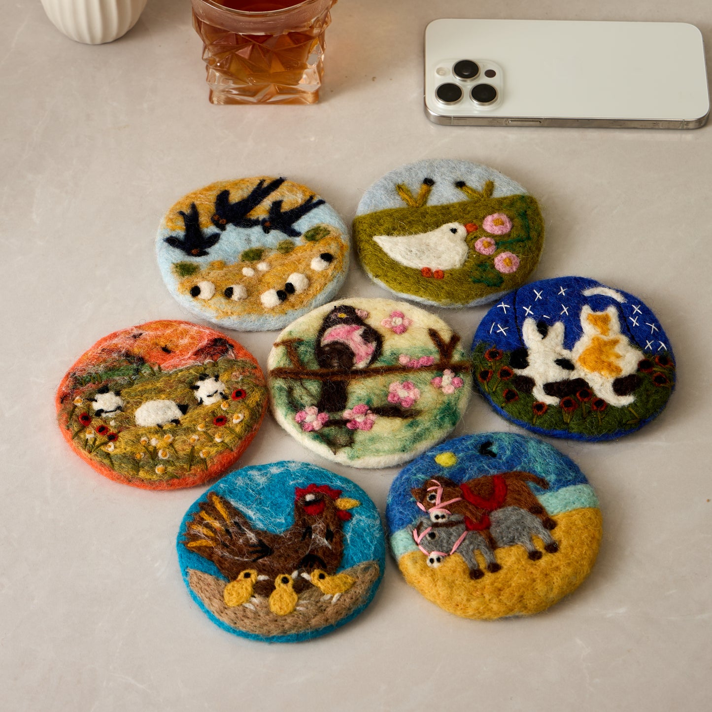 Handmade Wool Felt Coffee Cup Mug Table Mat Coasters