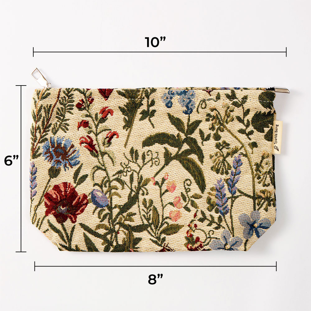 Botanical Floral Toiletry Bag - Travel-Friendly Cosmetic Bag
