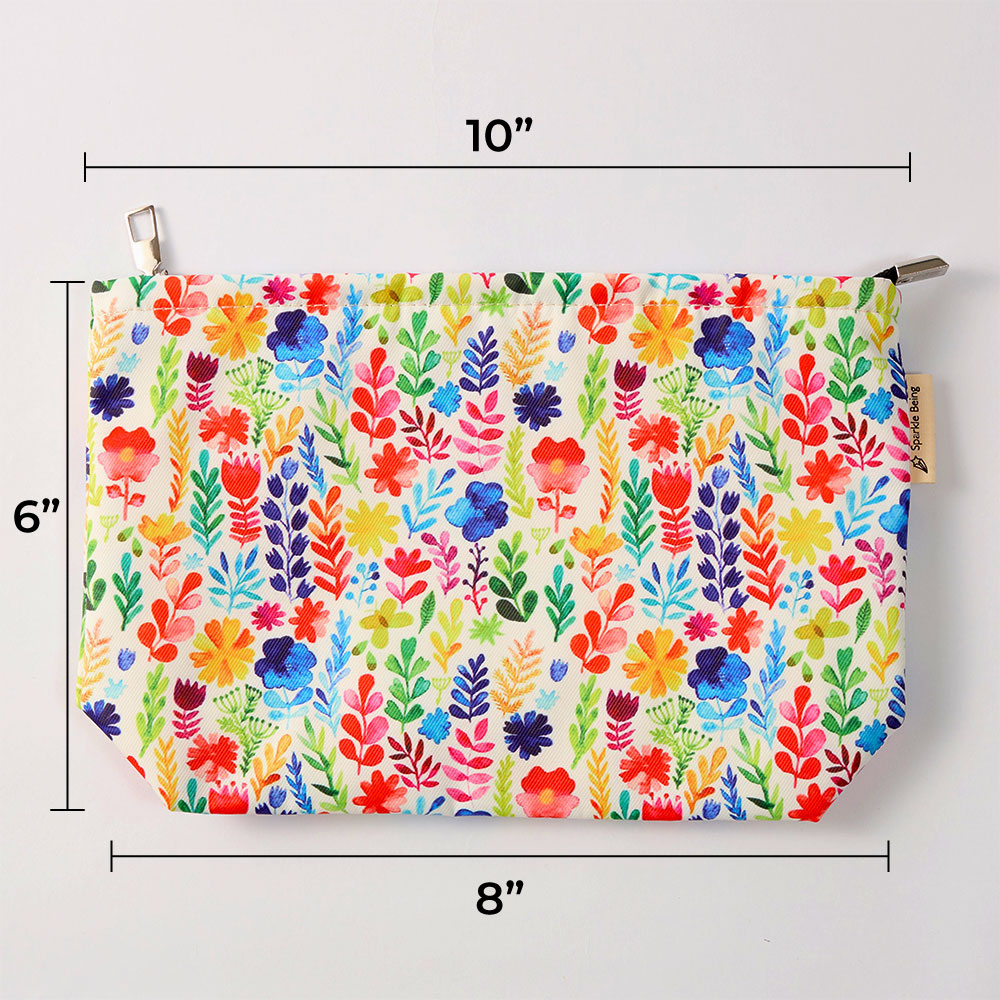 Watercolor Flowers Toiletry Bag - Travel-Friendly Cosmetic Bag