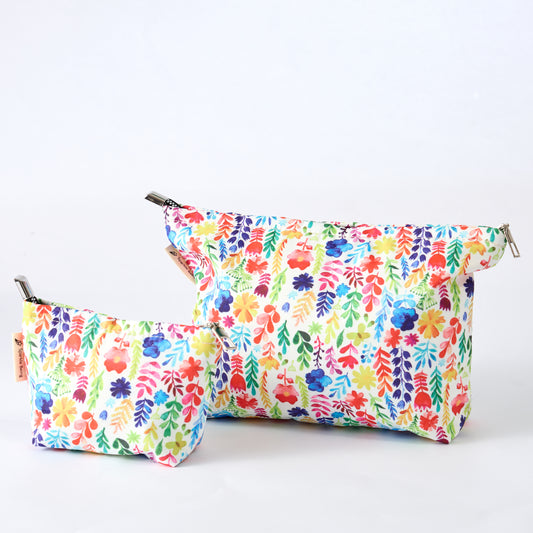 Watercolor Flowers Toiletry Bag - Travel-Friendly Cosmetic Bag