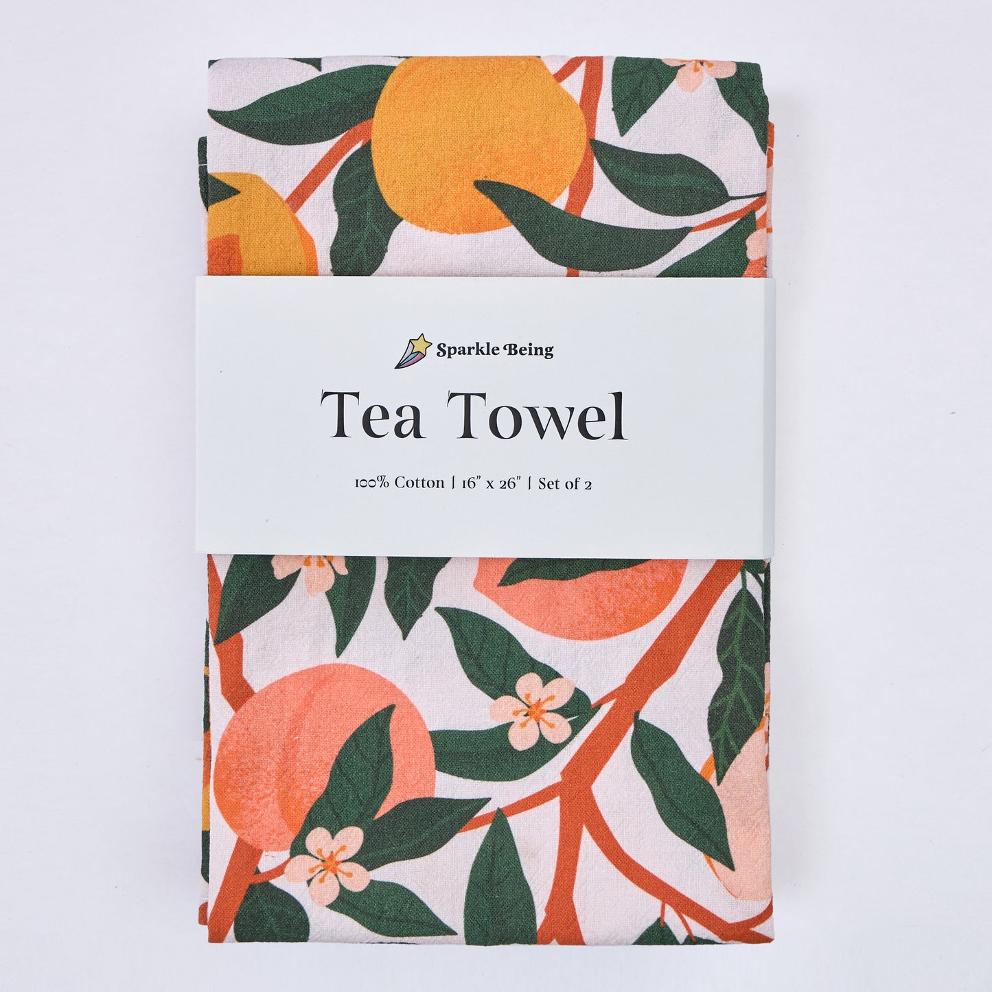 Tea Towels for a Cute Kitchen – Peachy Keen (Set of 2) | 100% Cotton, Absorbent & Eco-Friendly